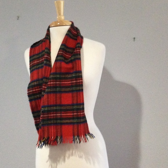 Burberrys of London Plaid Cashmere Wool Fringe Scarf Vintage - Picture 2 of 11